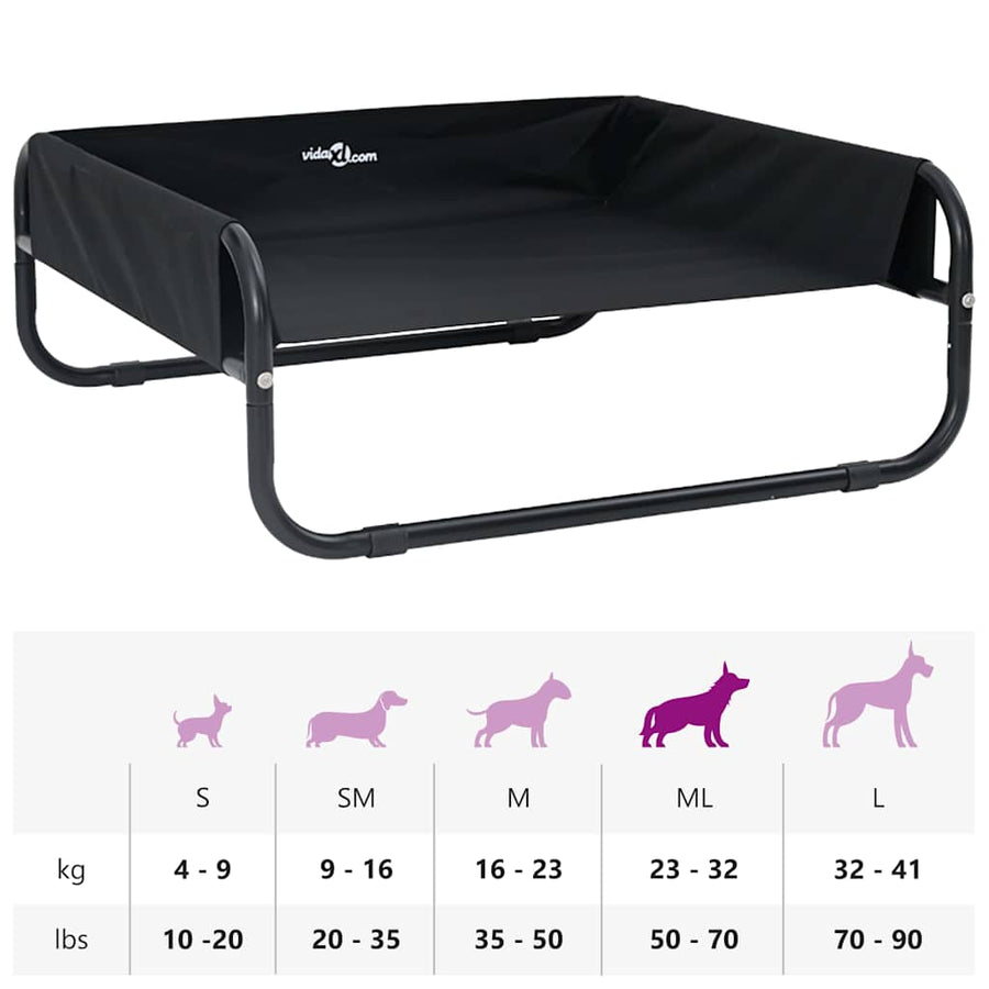 Hondenbed Staal 75 x 75 x 30 cm Zwart