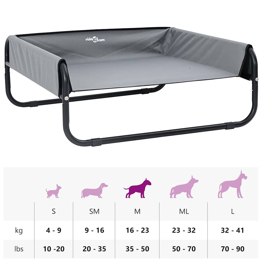 Hondenbed Staal 70 x 70 x 28,5 cm Lichtgrijs