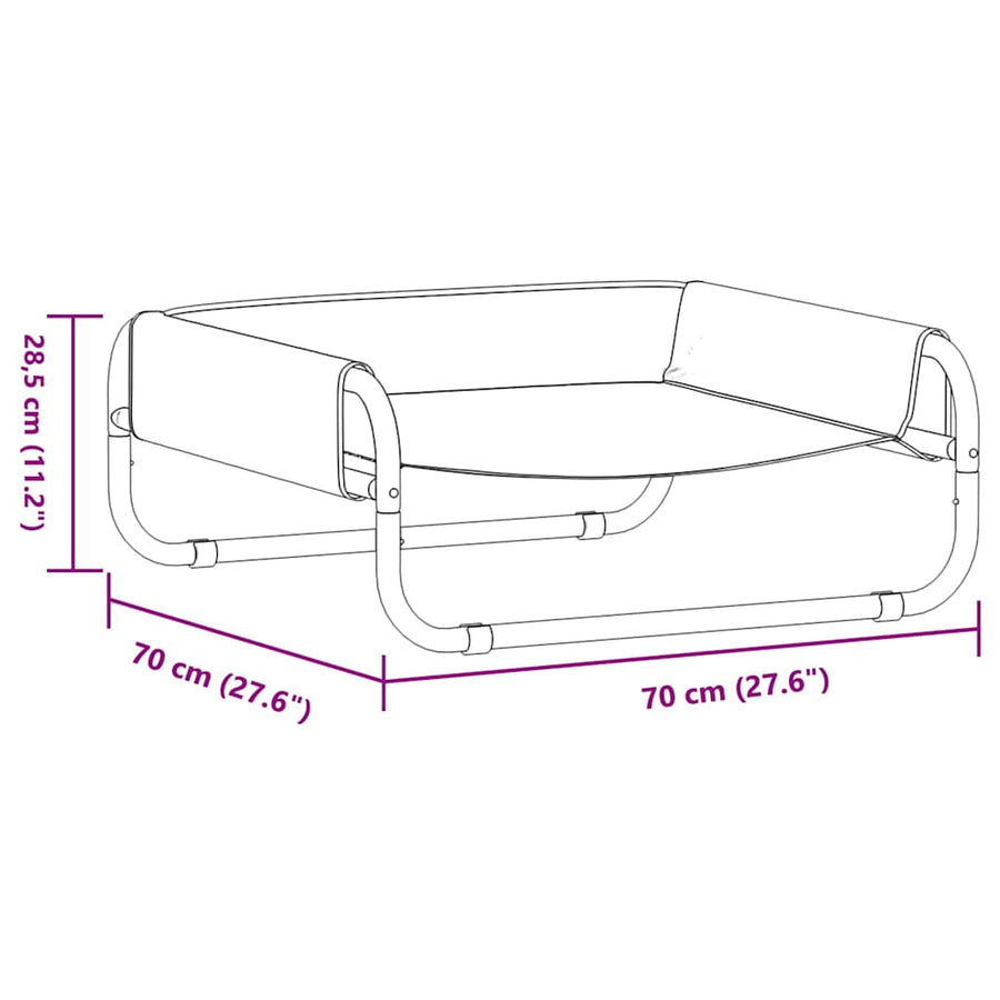 Hondenbed Staal 70 x 70 x 28,5 cm Lichtgrijs