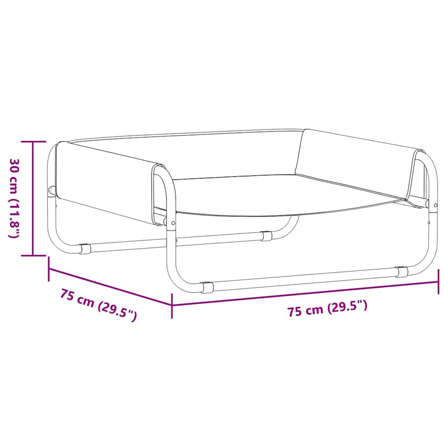 Hondenbed Staal 75 x 75 x 30 cm Lichtgrijs