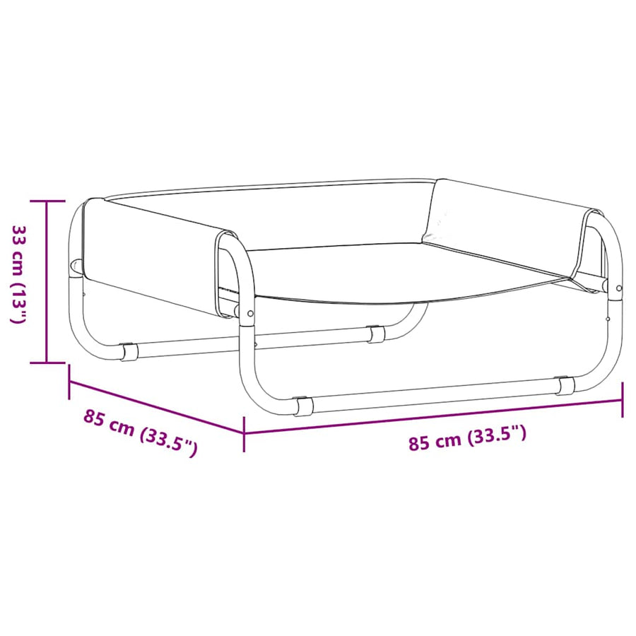 Hondenbed Staal 85 x 85 x 33 cm Lichtgrijs