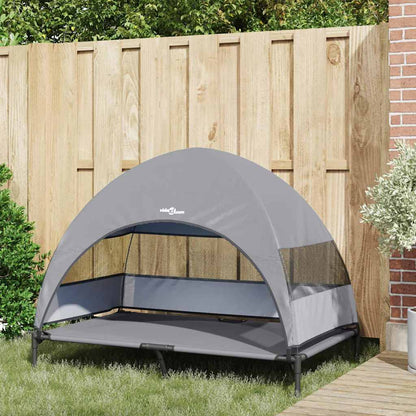 Verhoogd Hondenbed Lichtgrijs 127 x 81 x 108 cm Stof en Staal