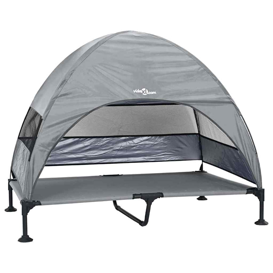 Verhoogd Hondenbed Lichtgrijs 127 x 81 x 108 cm Stof en Staal