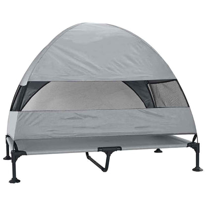Verhoogd Hondenbed Lichtgrijs 127 x 81 x 108 cm Stof en Staal