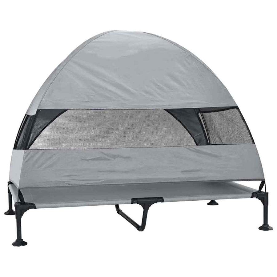 Verhoogd Hondenbed Lichtgrijs 127 x 81 x 108 cm Stof en Staal