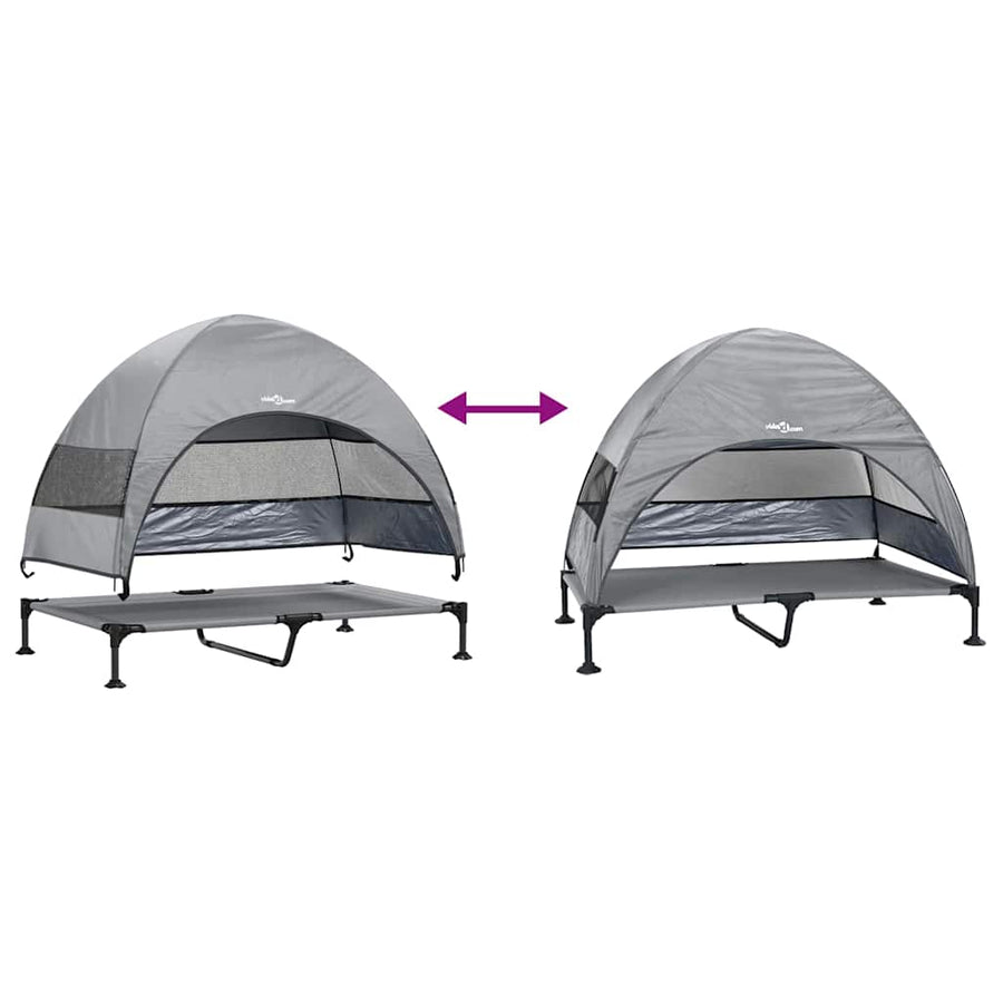 Verhoogd Hondenbed Lichtgrijs 127 x 81 x 108 cm Stof en Staal