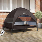Hondenbed verhoogd 127x81x108 cm bruin stof staal
