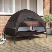Hondenbed verhoogd 127x81x108 cm bruin stof staal