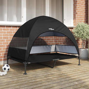 Verhoogd hondenbed 127x81x108 cm zwart staal stof
