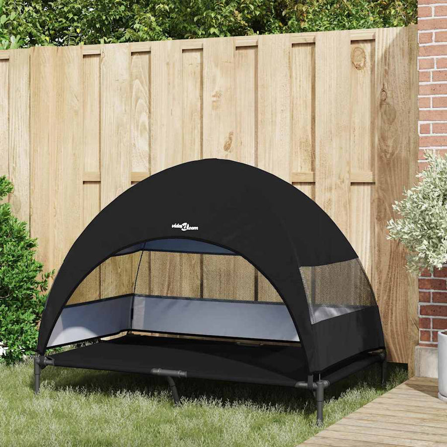Verhoogd Hondenbed Zwart 127 x 81 x 108 cm Stof en Staal