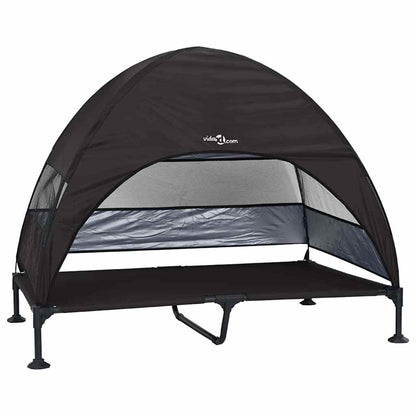 Verhoogd Hondenbed Zwart 127 x 81 x 108 cm Stof en Staal