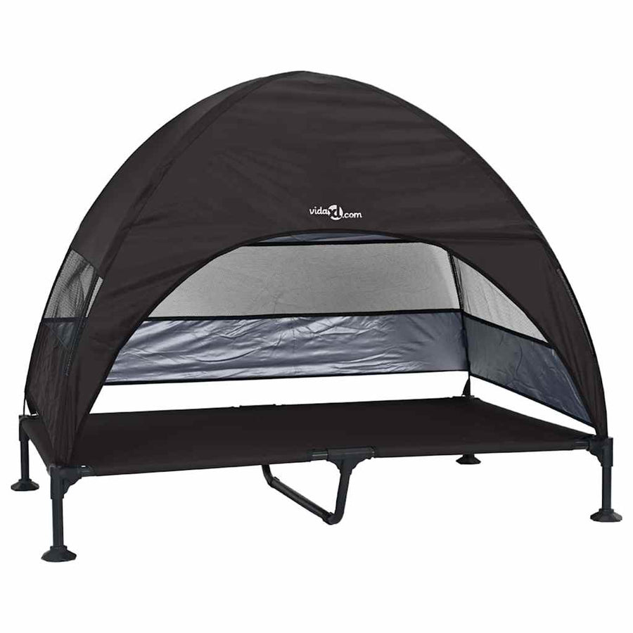 Verhoogd Hondenbed Zwart 127 x 81 x 108 cm Stof en Staal