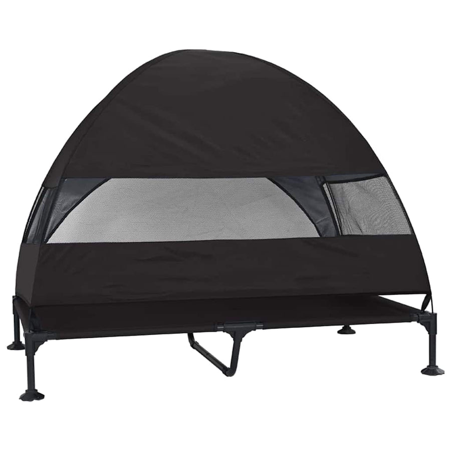 Verhoogd Hondenbed Zwart 127 x 81 x 108 cm Stof en Staal