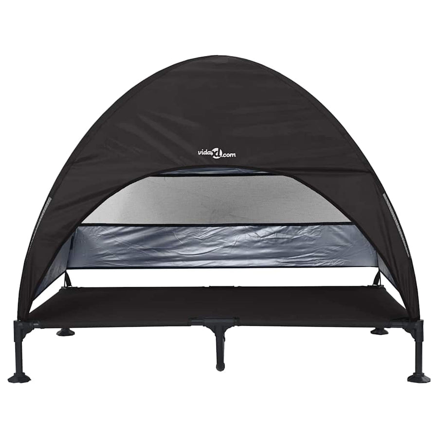 Verhoogd Hondenbed Zwart 127 x 81 x 108 cm Stof en Staal