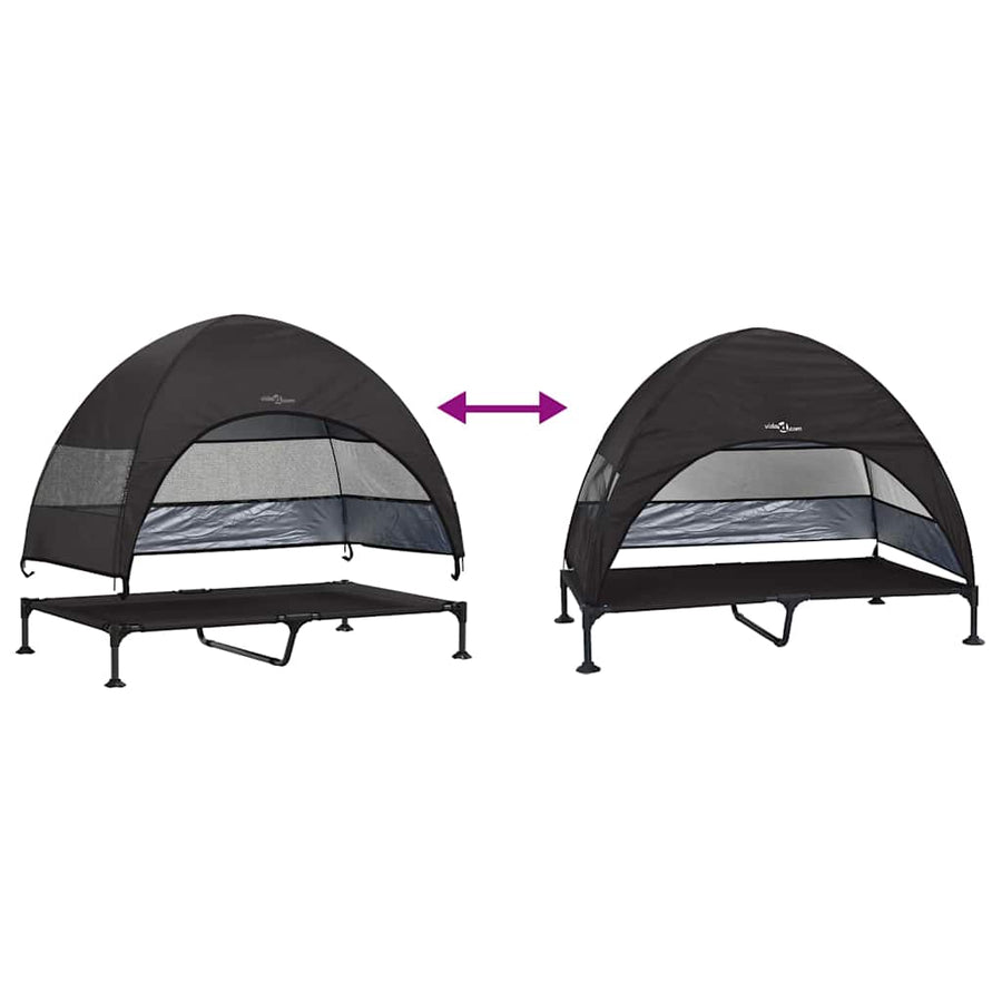 Verhoogd Hondenbed Zwart 127 x 81 x 108 cm Stof en Staal