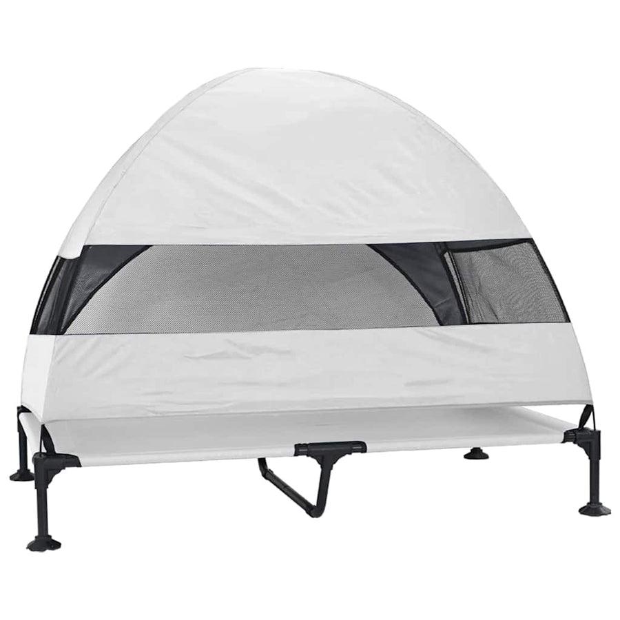 Verhoogd Hondenbed Zilvergrijs 127 x 81 x 108 cm Stof en Staal