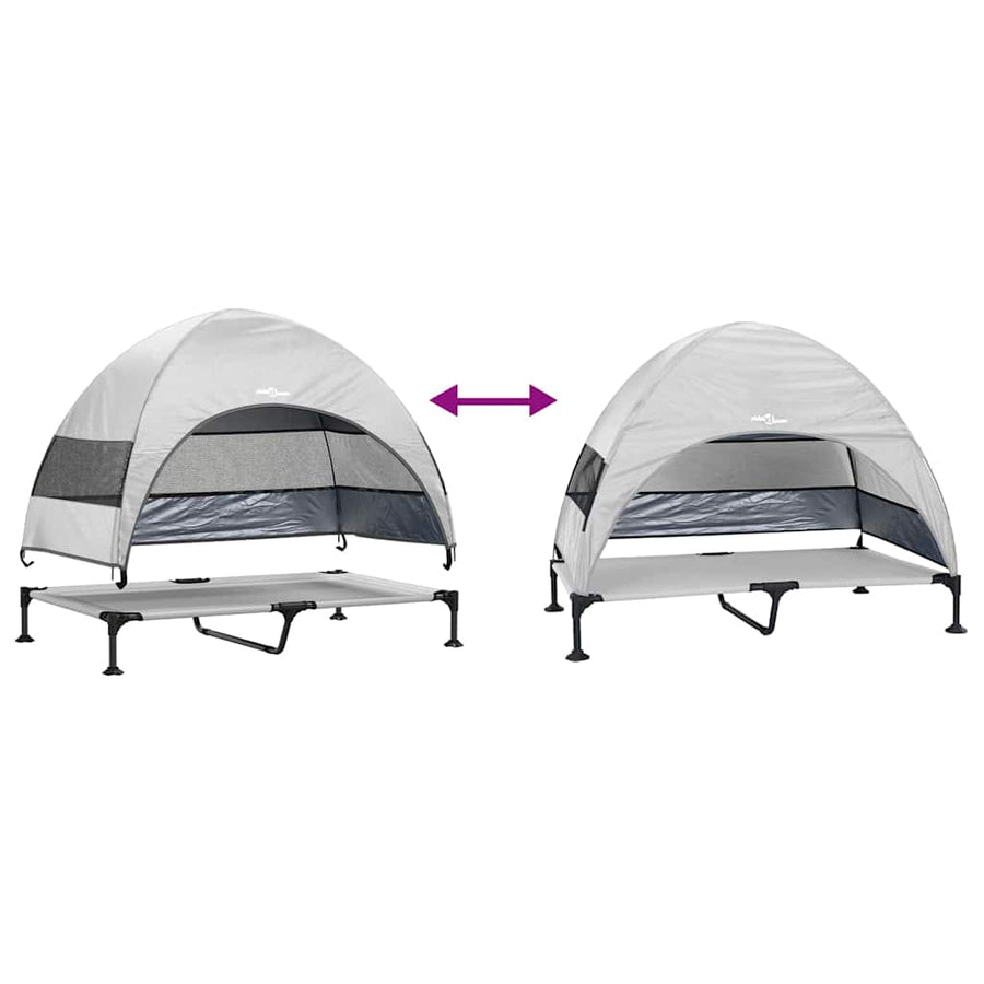 Verhoogd Hondenbed Zilvergrijs 127 x 81 x 108 cm Stof en Staal