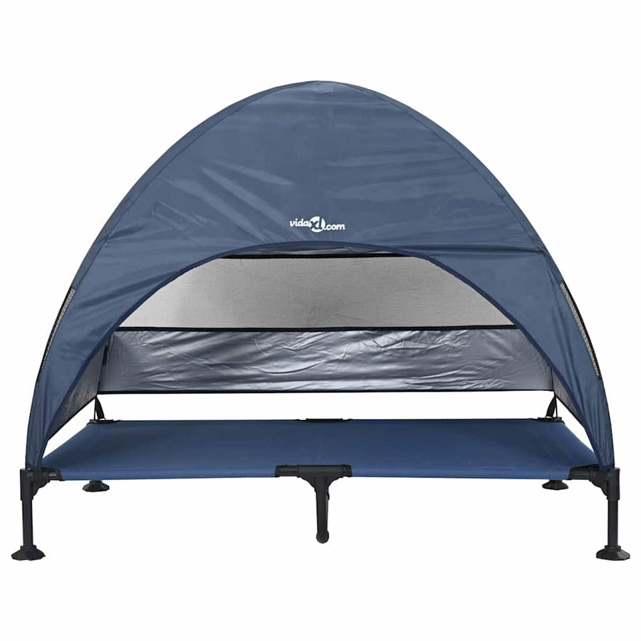 Verhoogd Hondenbed Marineblauw 127 x 81 x 108 cm Stof en Staal