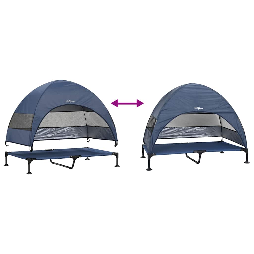 Verhoogd Hondenbed Marineblauw 127 x 81 x 108 cm Stof en Staal