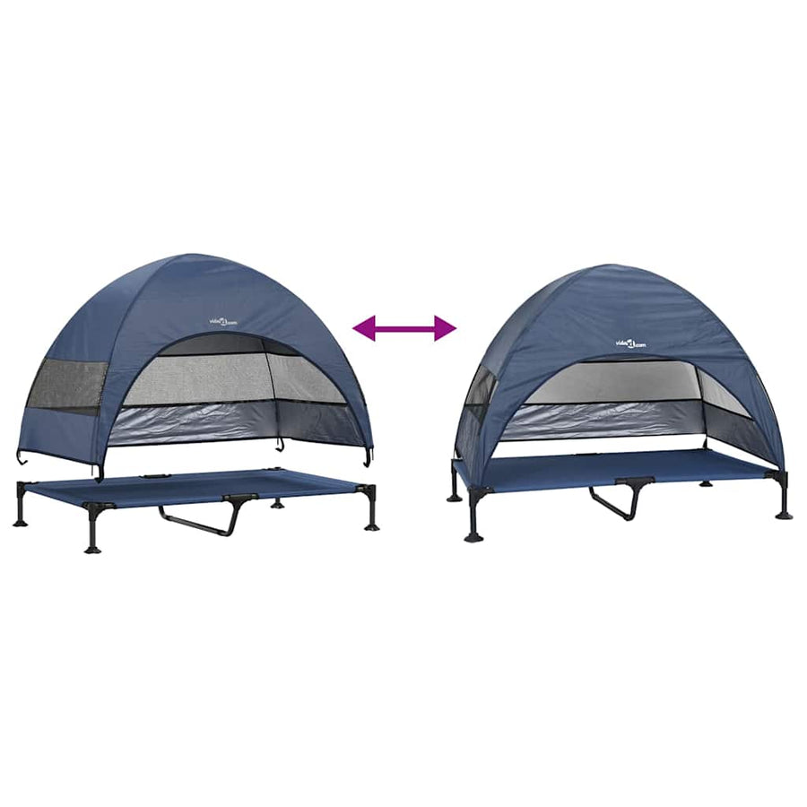 Verhoogd Hondenbed Marineblauw 127 x 81 x 108 cm Stof en Staal