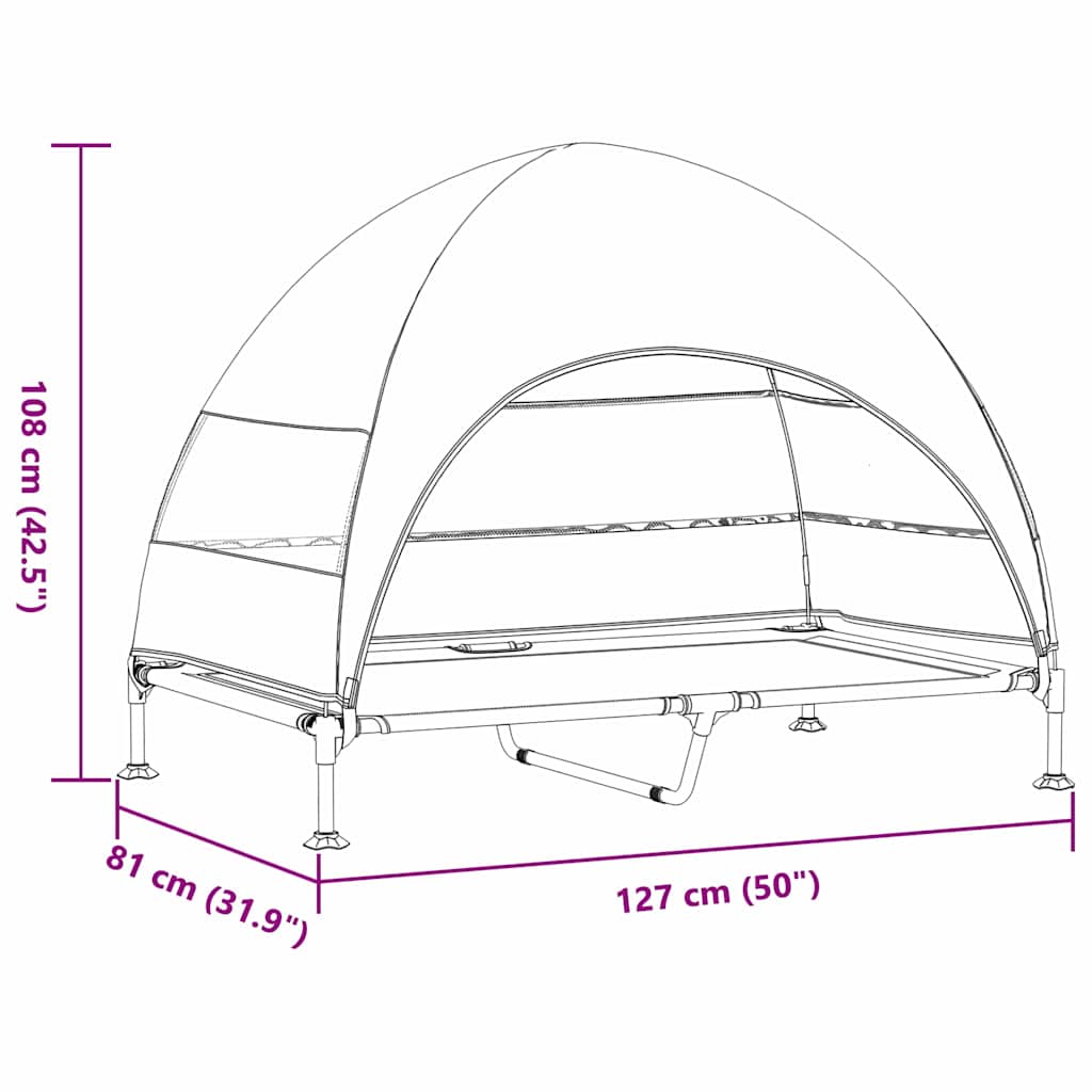 Verhoogd Hondenbed Marineblauw 127 x 81 x 108 cm Stof en Staal