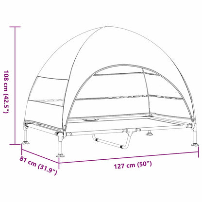 Verhoogd Hondenbed Marineblauw 127 x 81 x 108 cm Stof en Staal