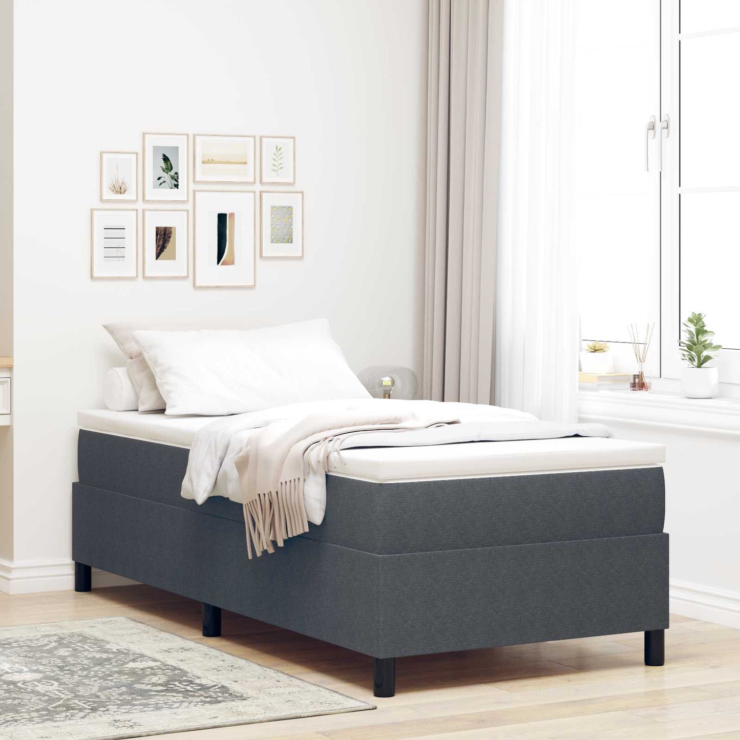 Platform bedframe Donkergrijs 90 x 190 cm Katoen Stof