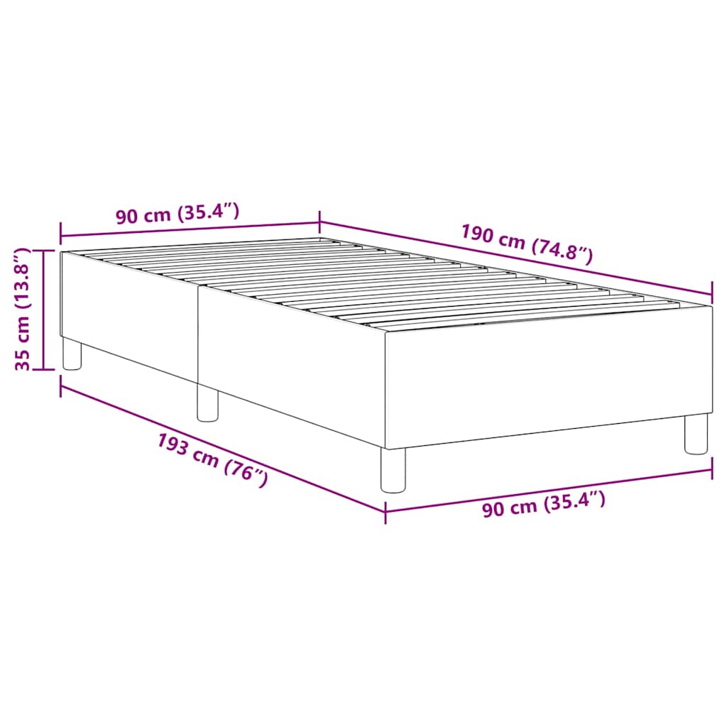 Boxspring Bed Katoenen Stof 90 x 190 cm Crème