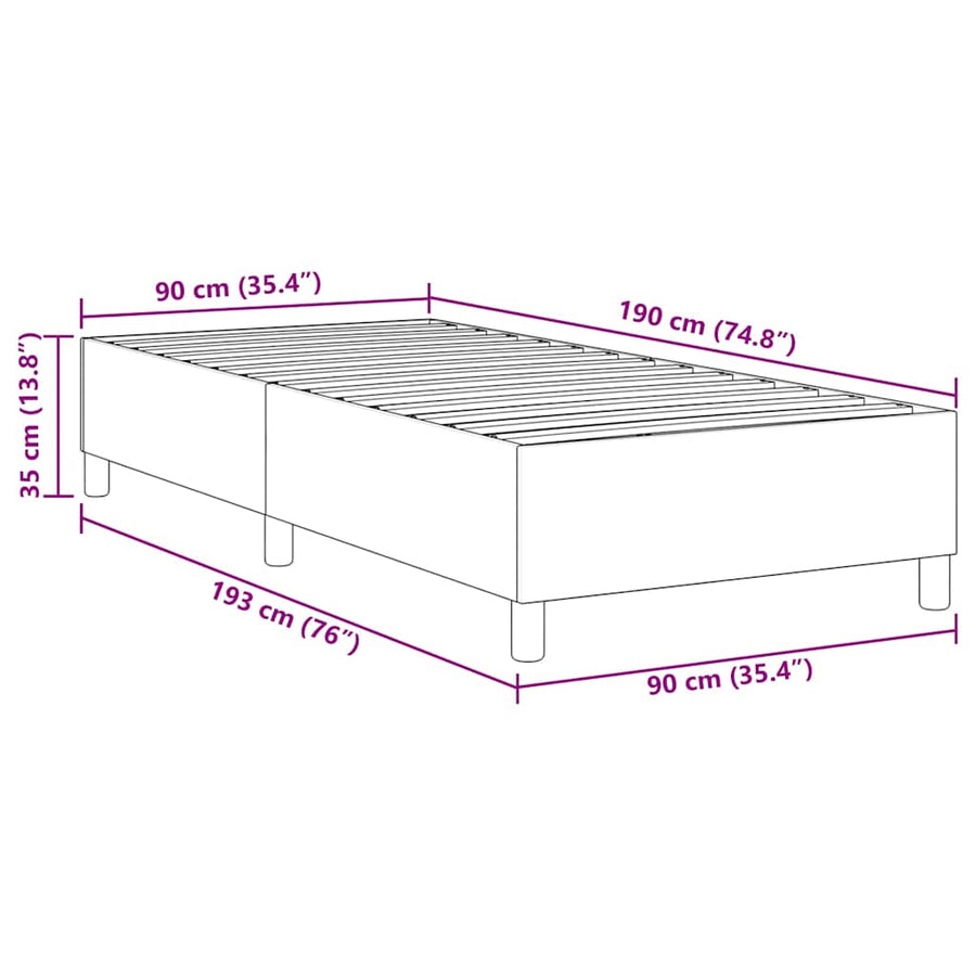 Boxspring Bed Katoenen Stof 90 x 190 cm Crème