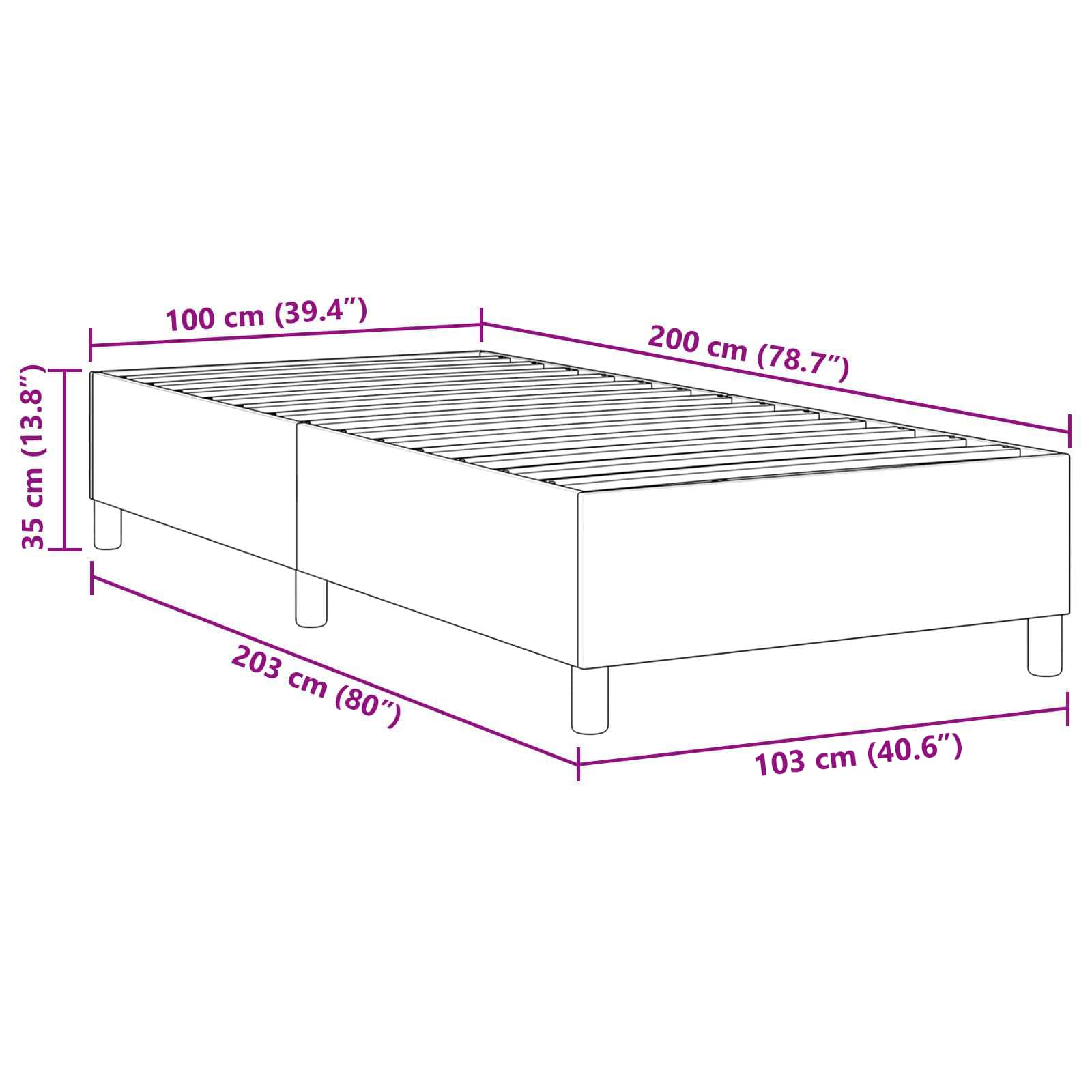 Platform Bedframe Stof 100 x 200 cm Blauw