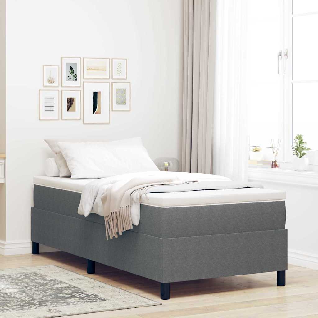 Boxspringbed Lichtgrijs en wit. 90 x 190 cm Katoen Stof
