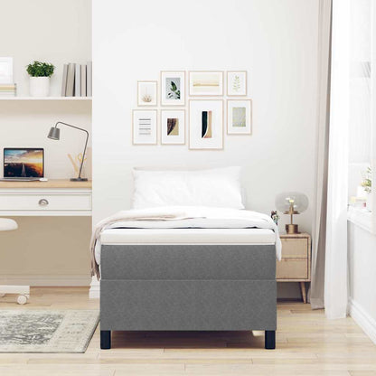 Boxspringbed Lichtgrijs en wit. 90 x 190 cm Katoen Stof