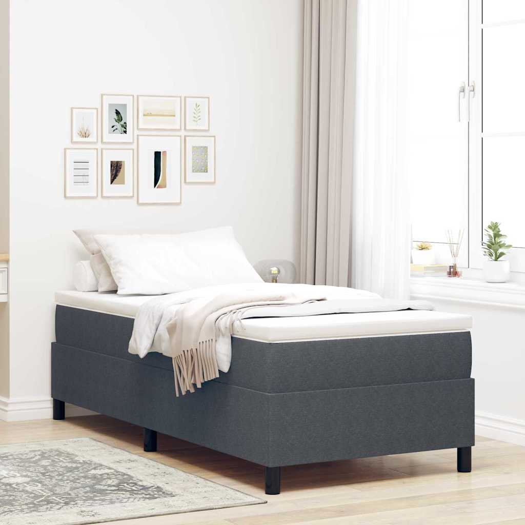 Boxspringbed Donkergrijs en Wit 90 x 190 cm Katoen Stof