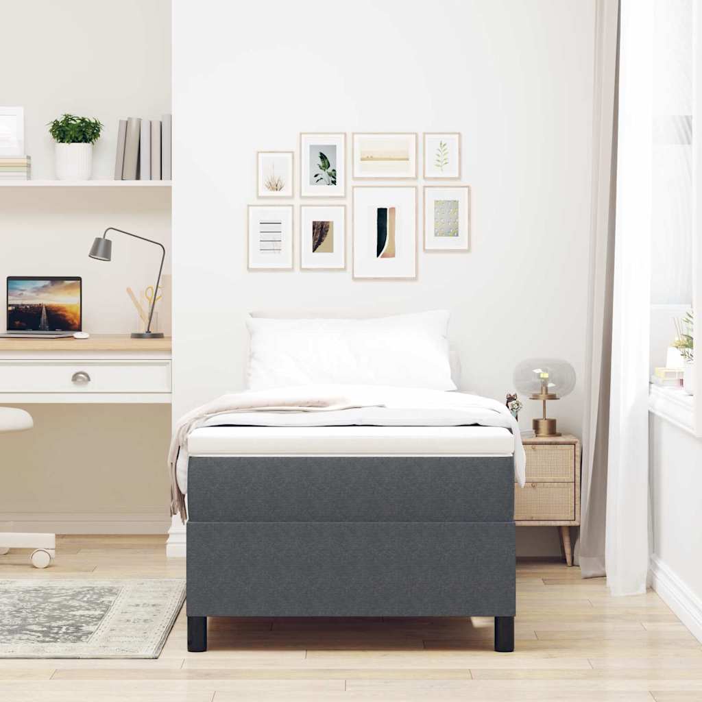 Boxspringbed Donkergrijs en Wit 90 x 190 cm Katoen Stof
