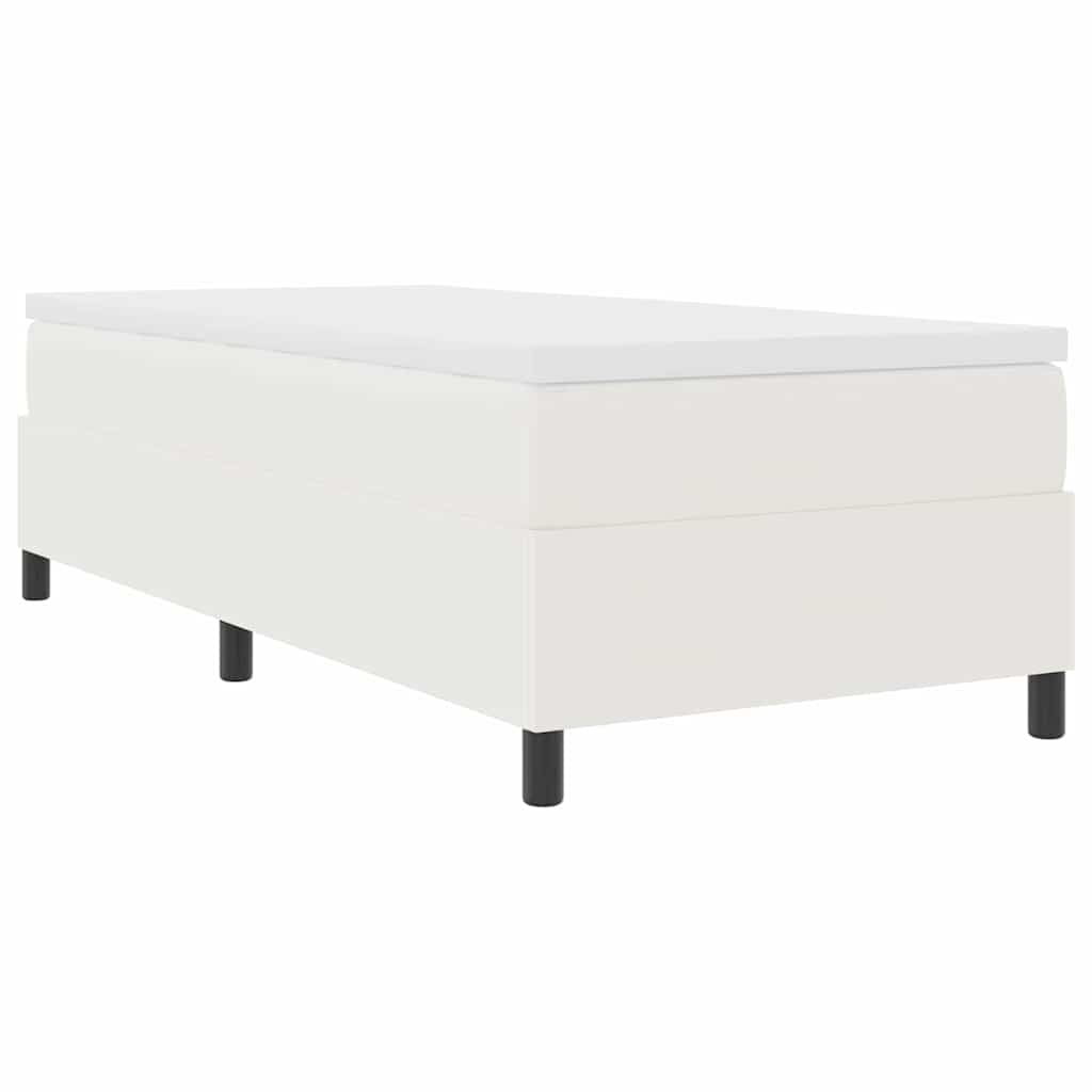 Boxspringbed En Wit Katoen Stof 90 x 200 cm Crème