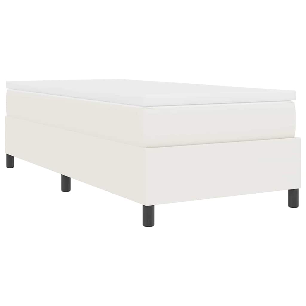 Boxspringbed En Wit Katoen Stof 90 x 200 cm Crème