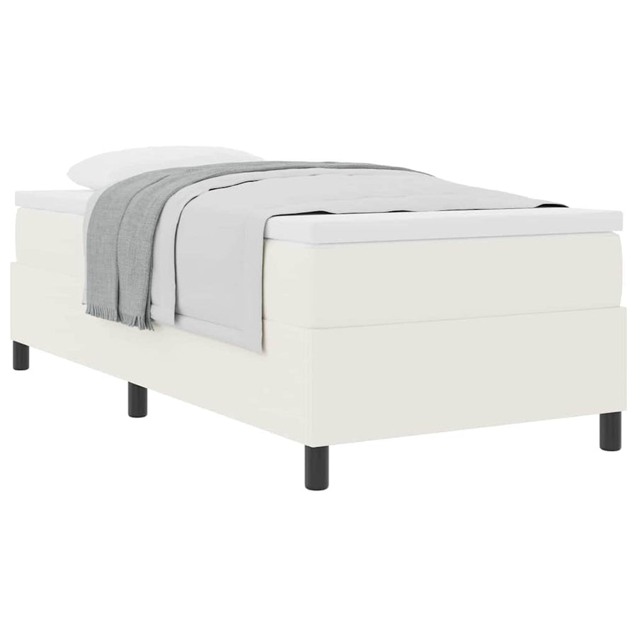 Boxspringbed En Wit Katoen Stof 90 x 200 cm Crème