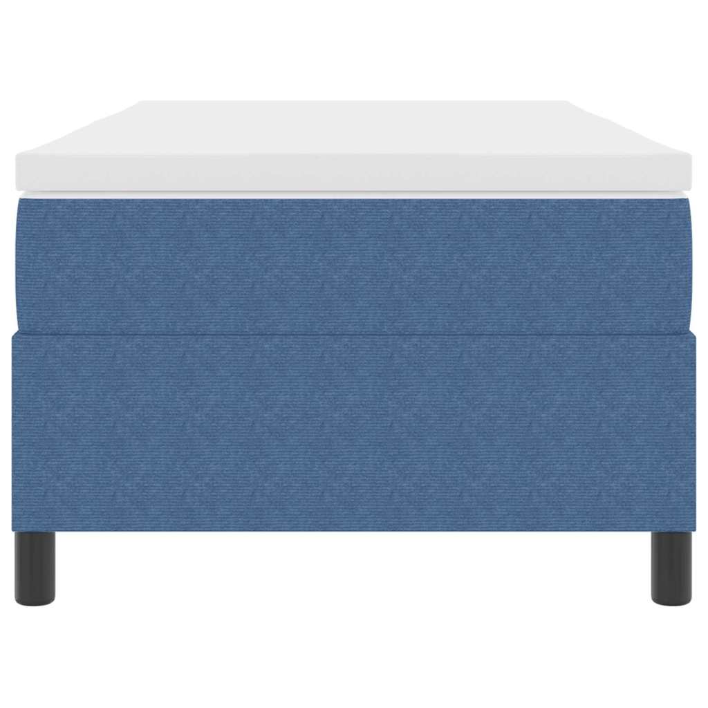 Boxspringbed En Wit Katoen Stof 100 x 200 cm Blauw