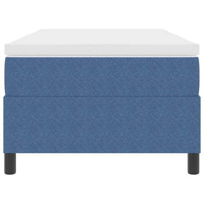 Boxspringbed En Wit Katoen Stof 100 x 200 cm Blauw