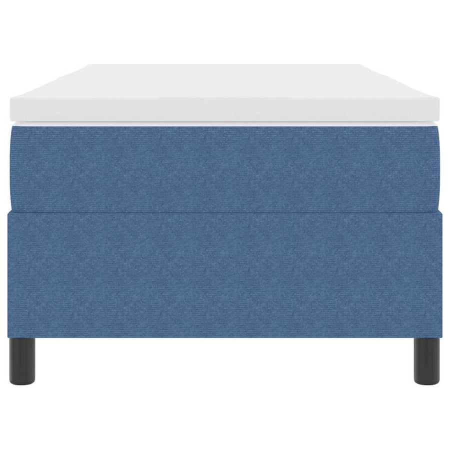Boxspringbed En Wit Katoen Stof 100 x 200 cm Blauw