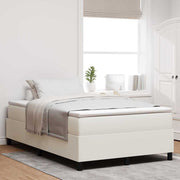 Box Spring Bed Cream and White 120 x 200 cm Cotton Fabric