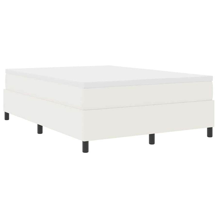 Boxspring Bed En Wit 203 X 140 X 60 Cm Katoenen Stof 140 x 190 cm Crème