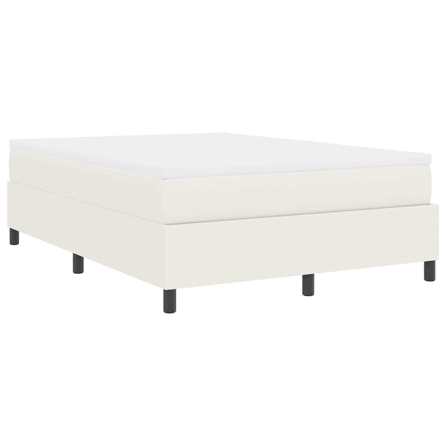Boxspring Bed En Wit 203 X 140 X 60 Cm Katoenen Stof 140 x 190 cm Crème