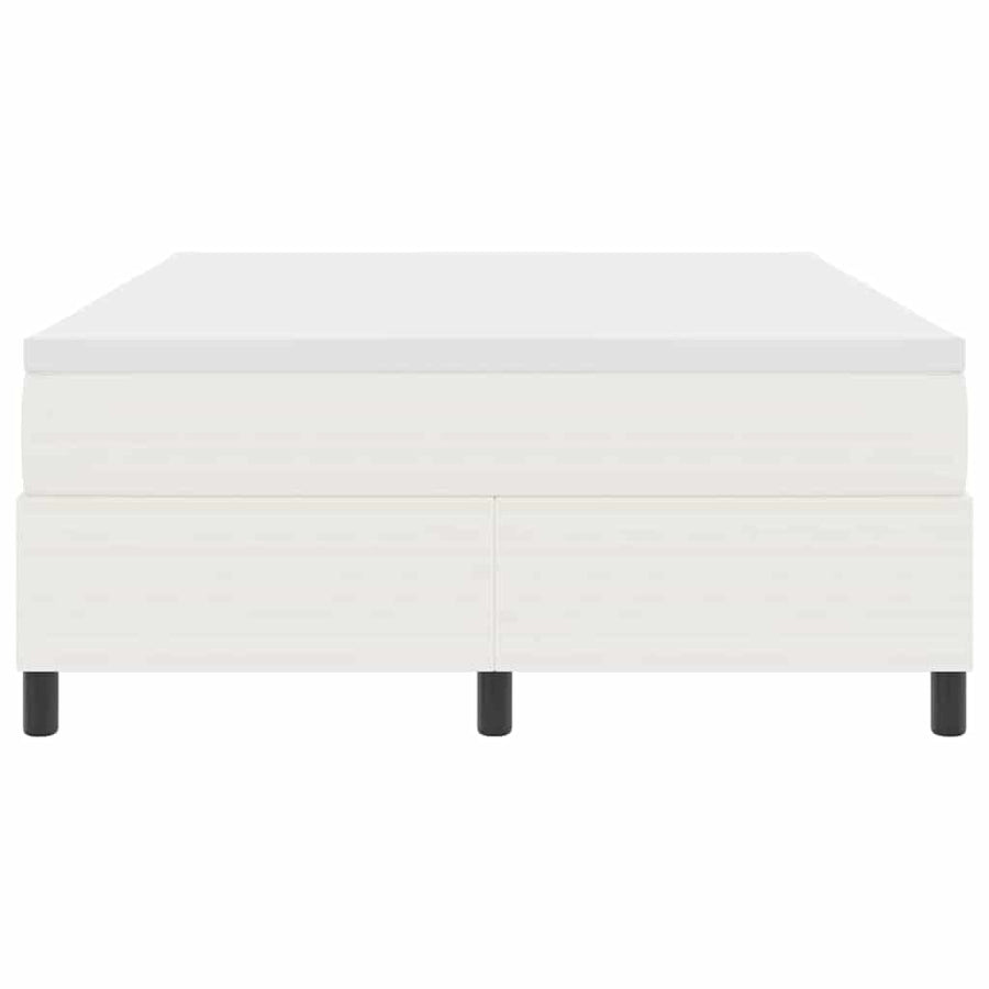 Boxspring Bed En Wit 203 X 140 X 60 Cm Katoenen Stof 140 x 190 cm Crème