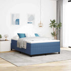 Box Spring Bed Blue and White 160 x 200 cm Cotton Fabric
