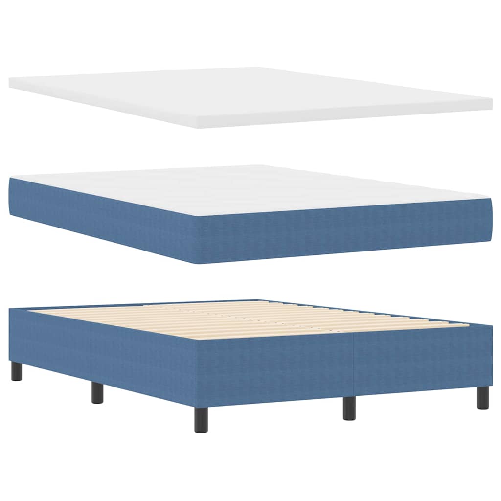 Boxspring bed Blauw en Wit 203 x 160 x 60 cm Katoenen stof