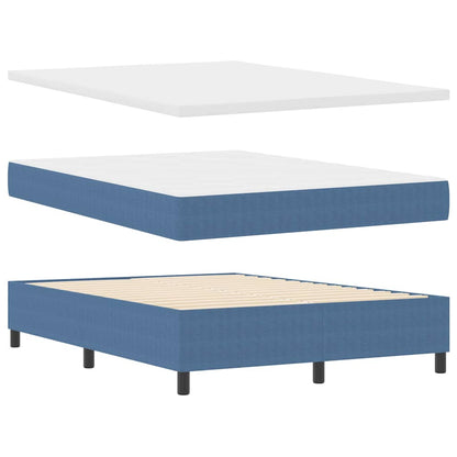 Boxspring bed Blauw en Wit 203 x 160 x 60 cm Katoenen stof
