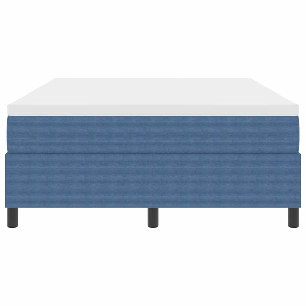 Boxspring bed Blauw en Wit 203 x 160 x 60 cm Katoenen stof