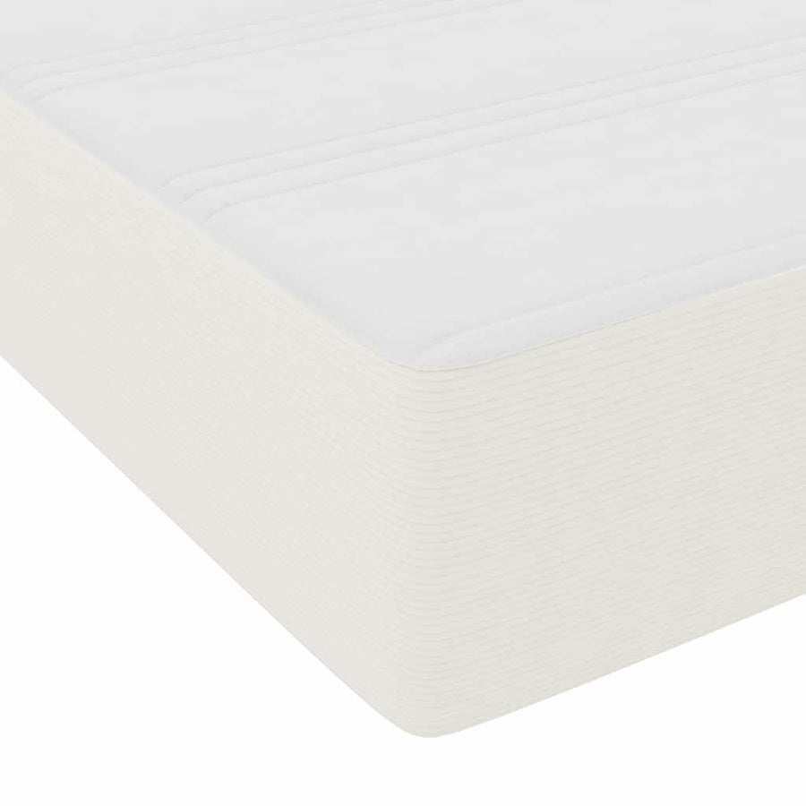 Boxspring Bed En Wit 203 X 180 X 60 Cm Katoenen Stof 180 x 200 cm Crème