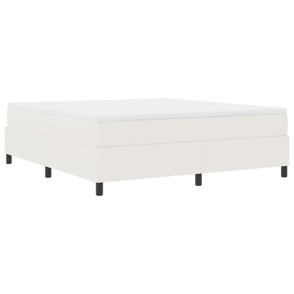 Boxspring Bed En Wit 203 X 180 X 60 Cm Katoenen Stof 180 x 200 cm Crème